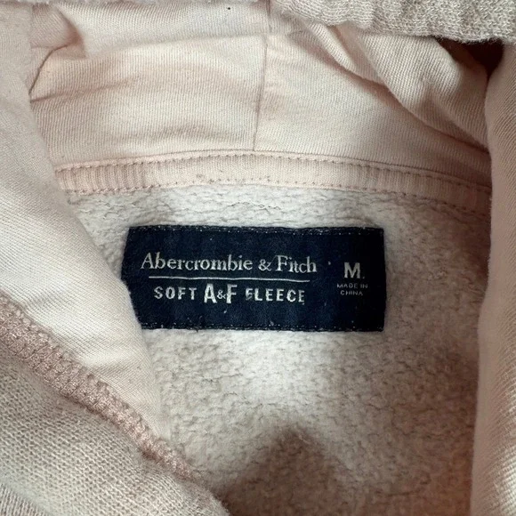 Abercrombie Fitch Womens Light Pink Soft Fleece Hoodie Sweatshirt Size M - Picture 7 of 8
